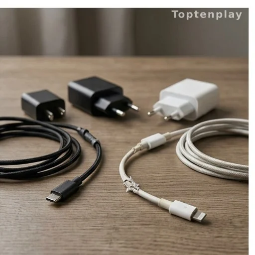 Chargeurs de téléphone de qualités différentes dont un non certifié abîmé