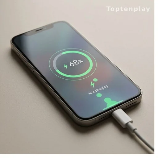 Écran de smartphone affichant le mode charge rapide activé