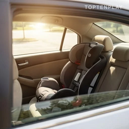 Siège enfant dans une voiture exposée à la chaleur