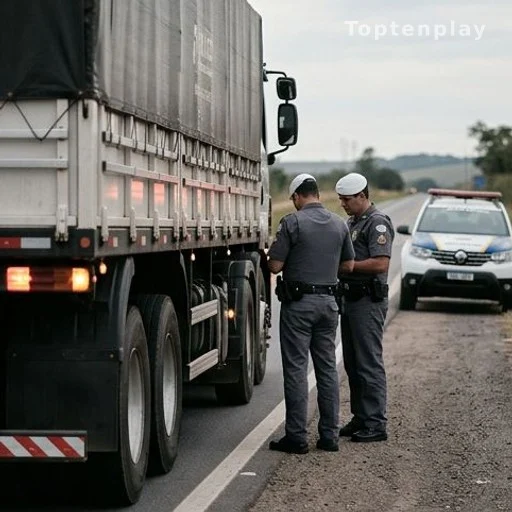 Camion impliqué dans l'accident contrôlé par des policiers brésiliens