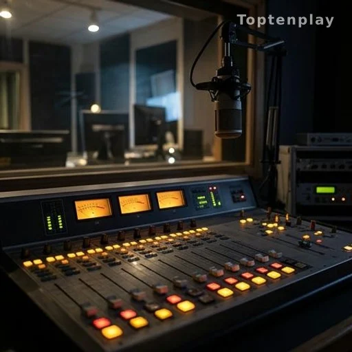 Console de mixage radio avec microphone, ambiance nocturne sur les ondes de FIP