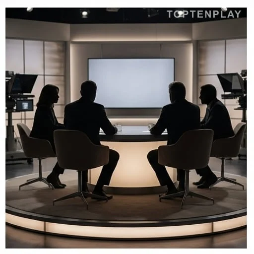 Plateau télé anonyme lors d’un débat médiatique