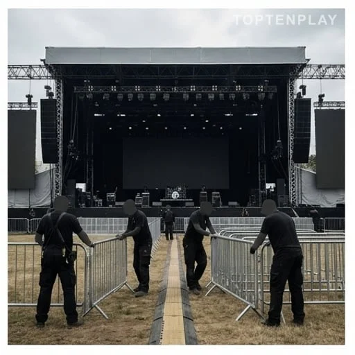Scène de festival concernée par des décisions de justice