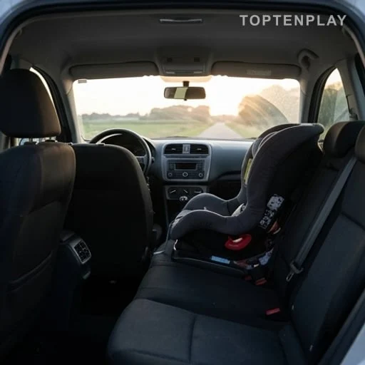 Siège enfant dans une voiture après un accident