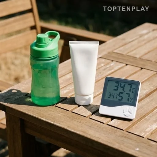 Eau et crème solaire contre la déshydratation