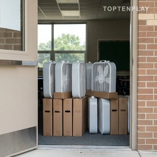Ventilateurs neufs destinés à un équipement scolaire