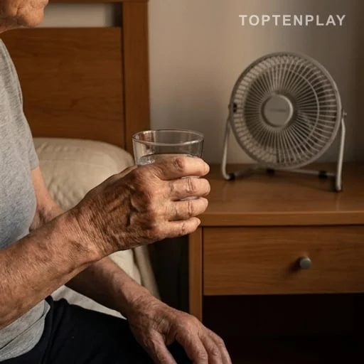 Personne âgée hydratée pendant une vigilance santé