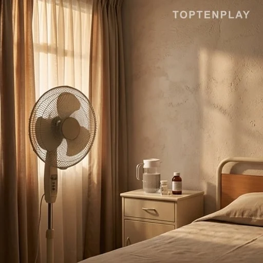 Ventilateur dans une chambre d’EHPAD en canicule