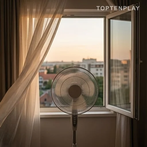 Ventilateur orienté vers une fenêtre ouverte