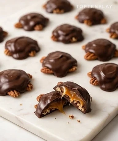 Caramels Turtle Maison : Noix de Pécan, Caramel et Chocolat Noir