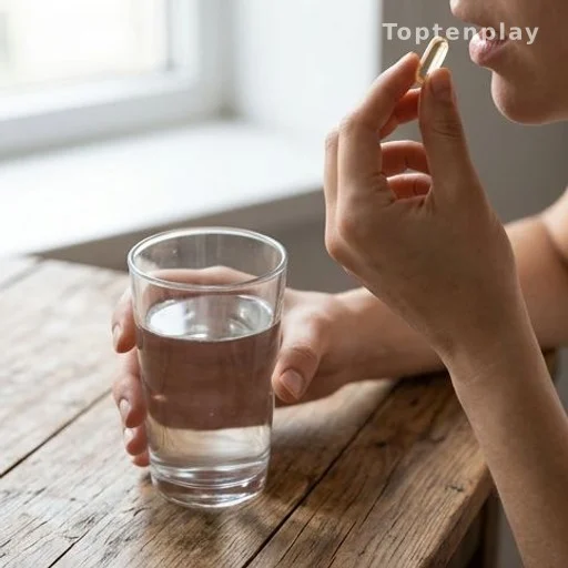 Complément alimentaire en vitamine D posé sur une table, santé osseuse et immunitaire