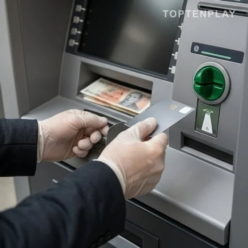 Carte bancaire insérée dans un automate partagé