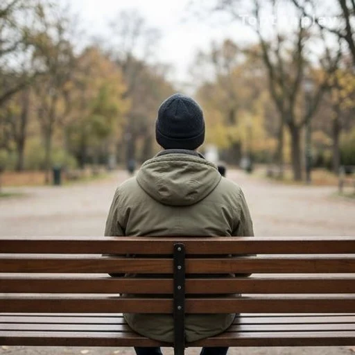Silhouette d'une personne seule assise sur un banc, vue de dos
