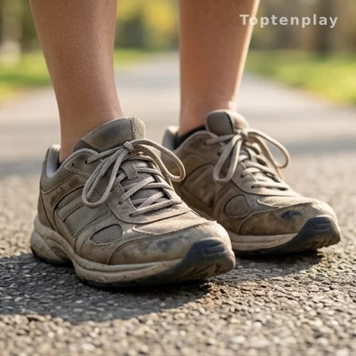 Chaussures de marche sur un chemin, activité physique quotidienne pour la santé