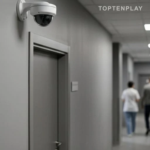 Caméra de surveillance dans un couloir de clinique