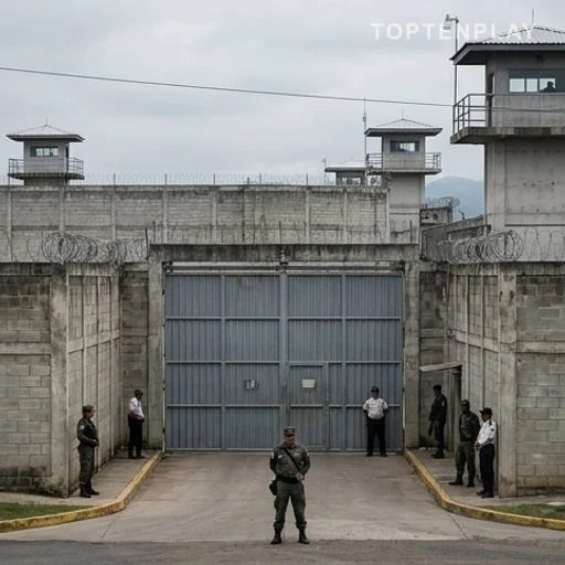 Entrée sécurisée du CECOT au Salvador