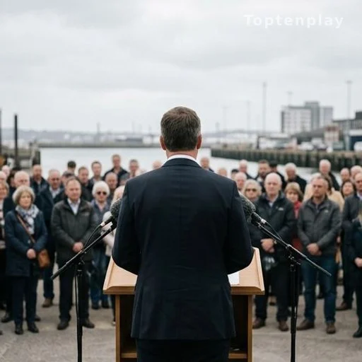 Père de Charlie Dalin prononçant son discours d'hommage lors de la cérémonie publique