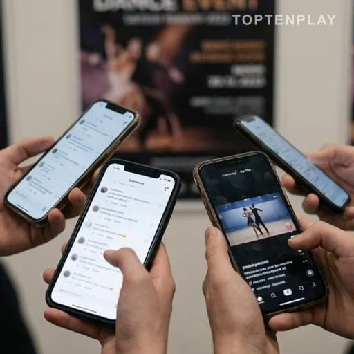 Réactions floutées sur téléphone avant un gala