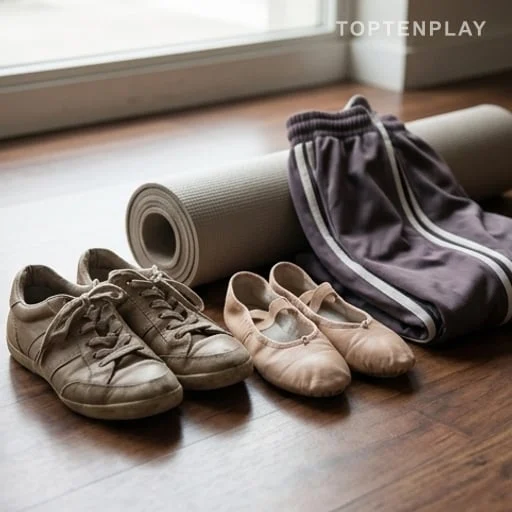 Chaussures de danse posées dans une salle de répétition