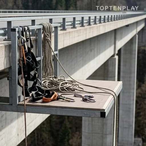 Plateforme de saut avec cordes de sécurité