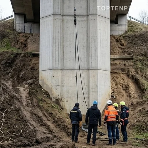 Descente boueuse vers une zone de secours