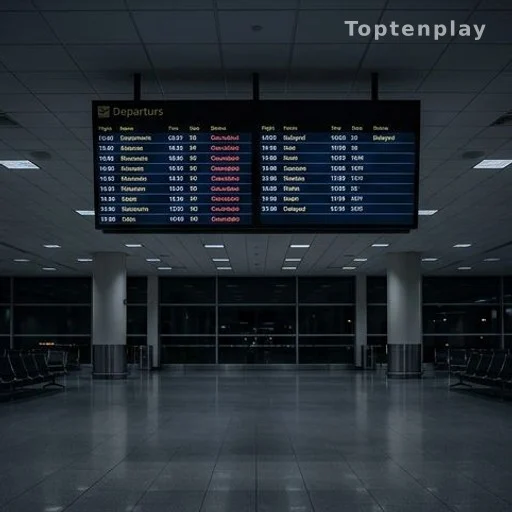 Tableau des départs de l'aéroport affichant des vols annulés suite à la fermeture de LaGuardia