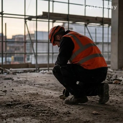 Secouriste en gilet fluorescent sur un chantier à l'aube