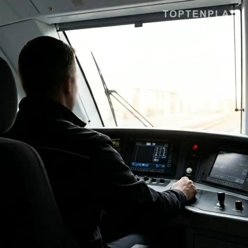 Conducteur anonyme aux commandes d’un train