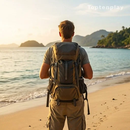 Voyageuse de dos devant un paysage tropical, mode de vie FIFO et voyages