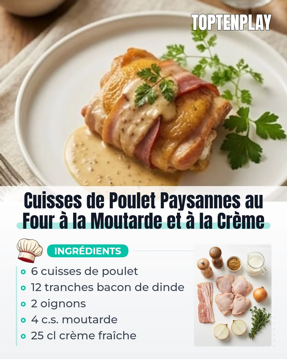 Cuisses de Poulet Paysannes au Four à la Moutarde et à la Crème