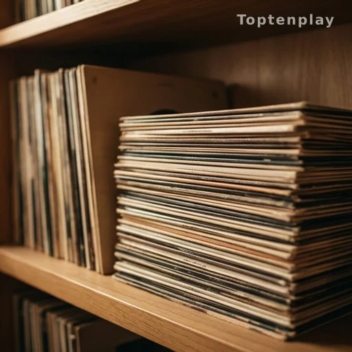 Collection de disques vinyle sur une étagère, symbole d'une carrière musicale de plusieurs décennies