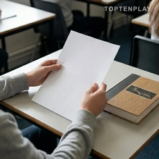 Feuille de résultats et manuel de philosophie sur un bureau
