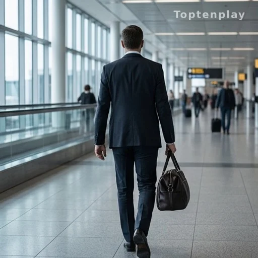 Silhouette d'un homme de dos dans un aéroport, départ en urgence pour obsèques