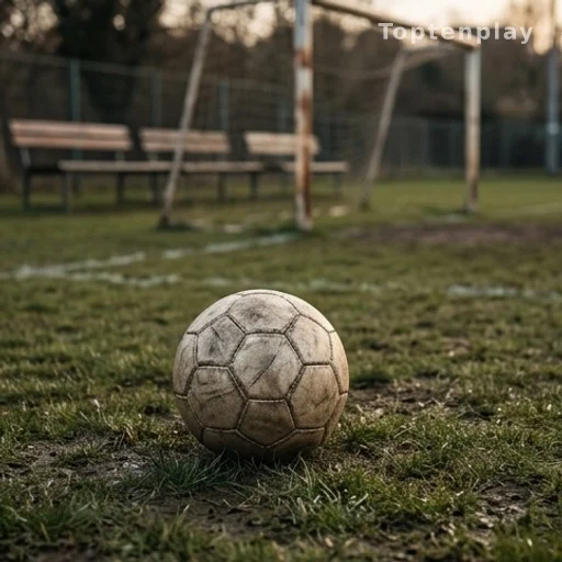 Ballon de football posé sur un terrain d'entraînement, symbole des débuts sportifs précoces