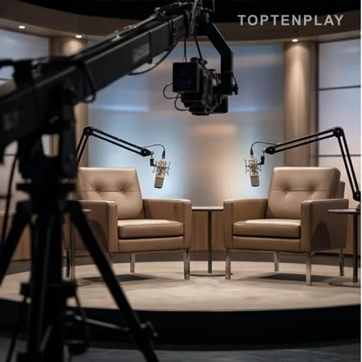 Deux fauteuils vides sur un plateau de télévision