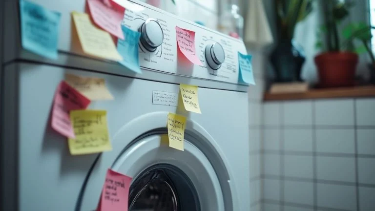 des-dizaines-de-post-its-sur-le-lave-linge-le-mess cover