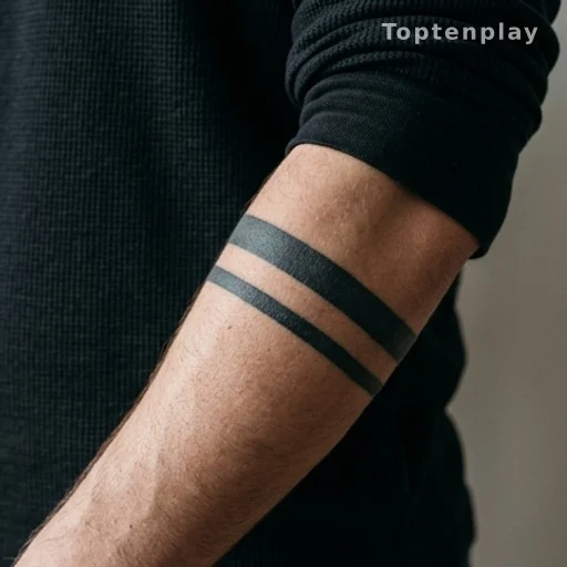 Tatouage deux bandes noires sur l'avant-bras, symbole de deuil
