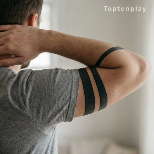 Deux bandes noires tatouées sur le bras, signification deuil et mémoire