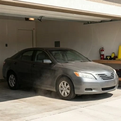 Voiture familiale dans un garage en forte chaleur