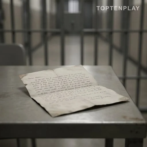Lettre de détenu sur bureau de prison