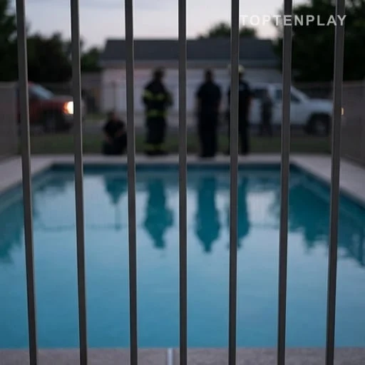 Piscine résidentielle derrière une clôture de sécurité