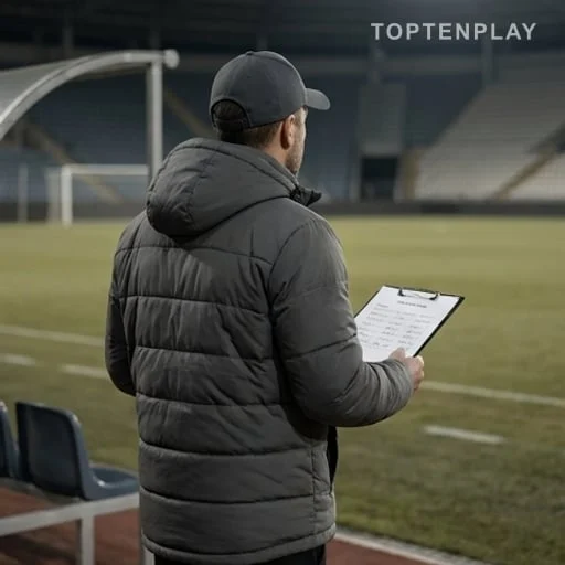 Entraîneur de football anonyme près du banc