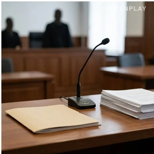 Dossier de justice pénale posé sur une table