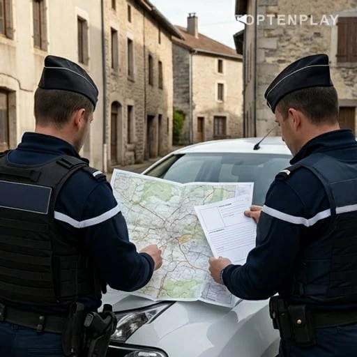 Gendarmes consultant une carte lors d’une alerte sécurité