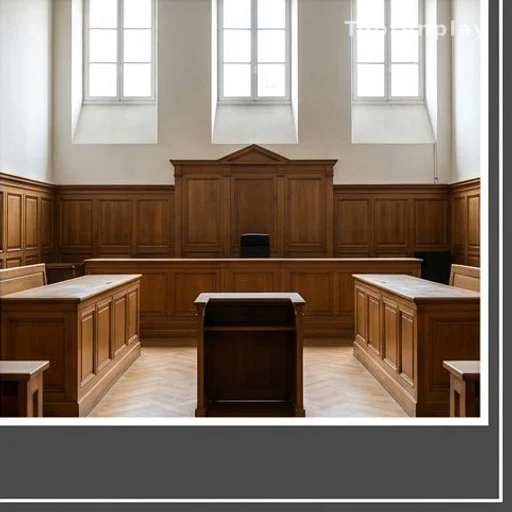Salle d'audience vide d'un tribunal correctionnel français, condamnation sursis probatoire