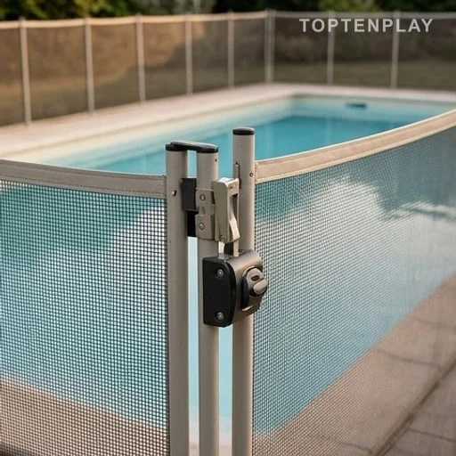 Barrière de sécurité piscine autour d’un bassin privé