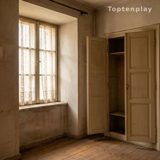 Intérieur d'un appartement ancien avec parquet et murs épais révélant une niche cachée