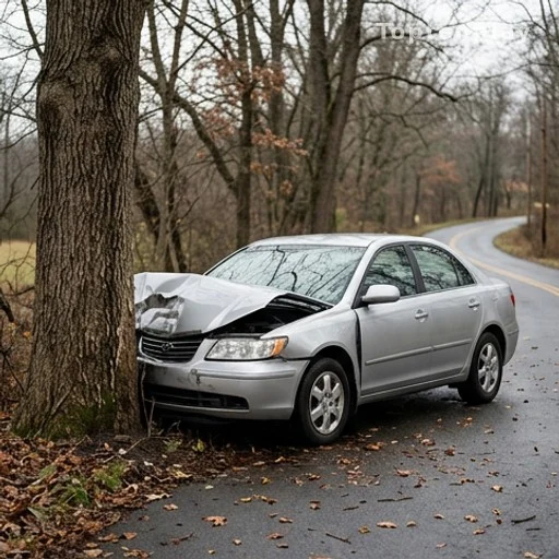 Voiture accidentée contre un arbre après une défaillance des freins