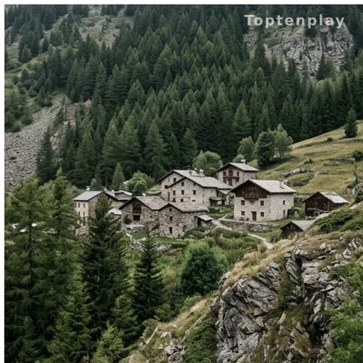 Hameau isolé des Alpes-de-Haute-Provence entouré de forêt et de relief montagneux