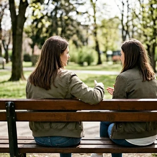 Deux femmes de dos assises sur un banc, échange de sensibilisation sur les risques médicaux